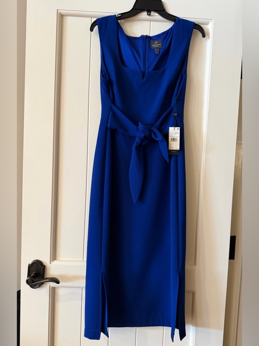 Adrianna Papell Sleeveless Tie-Waist Midi Dress in Royal Blue
